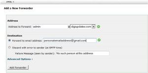 Email forwarding form for domain email address. Source: ProBlogger