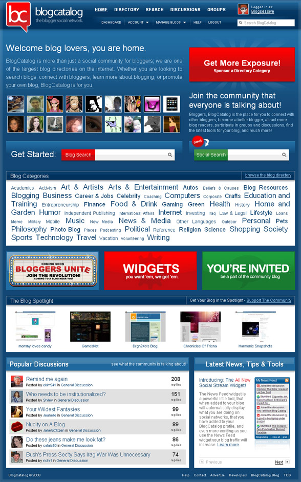 BlogCatalog Redesign
