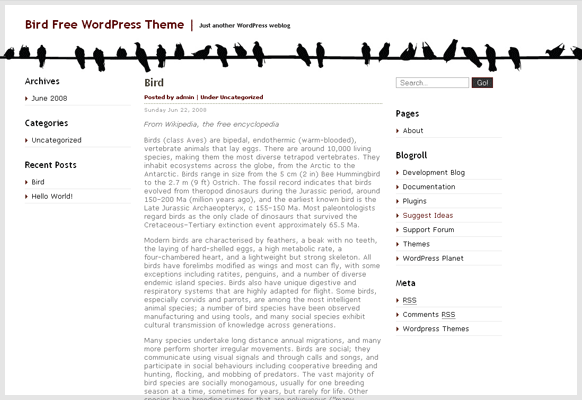 Bird WordPress Theme