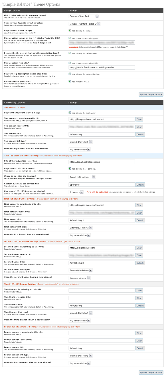 Simple Balance Admin Theme Options