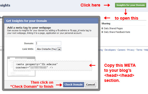 Facebook Insights, add my domain