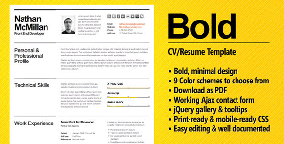 Bold - Minimal and clean CV / resume HTML template