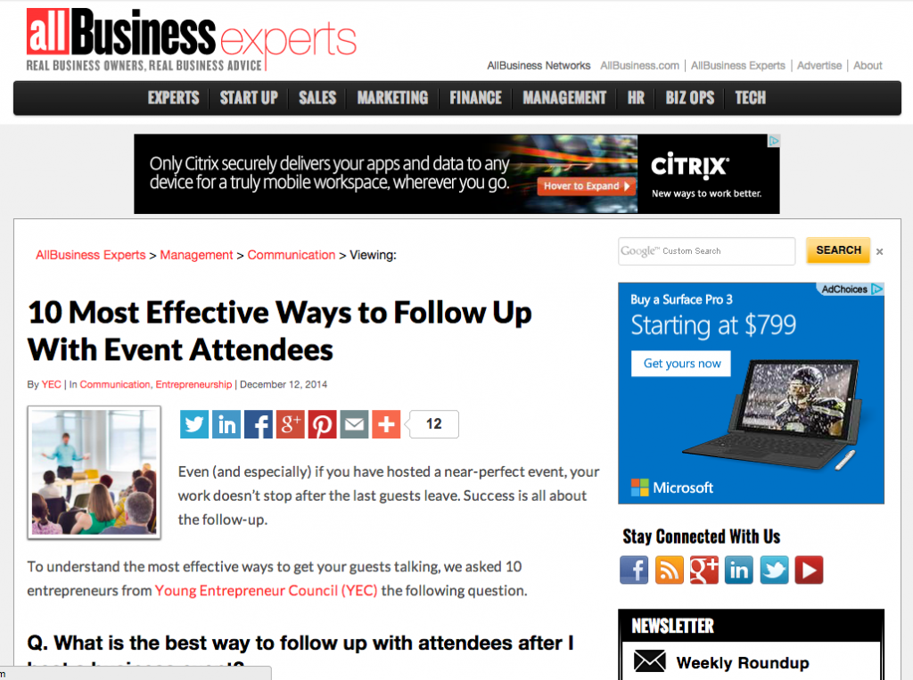 John Rampton - 10 Most Effective Ways to Follow Up With Event Attendees