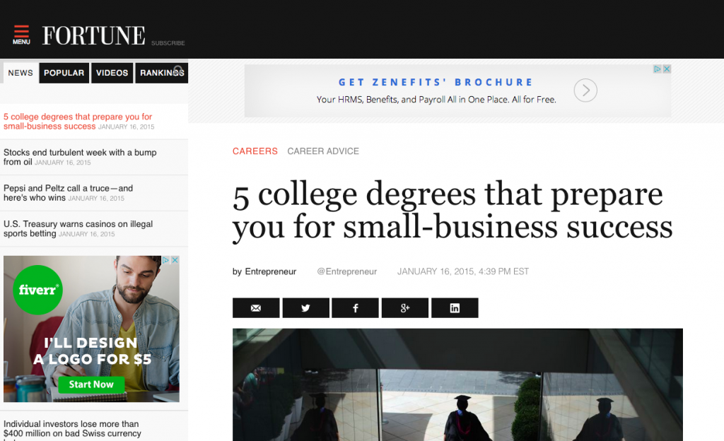 John Rampton - 5 college degrees that prepare you for small-business success